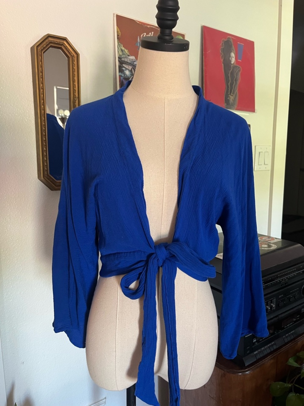 Tie-Front Blue Wrap Top - Express